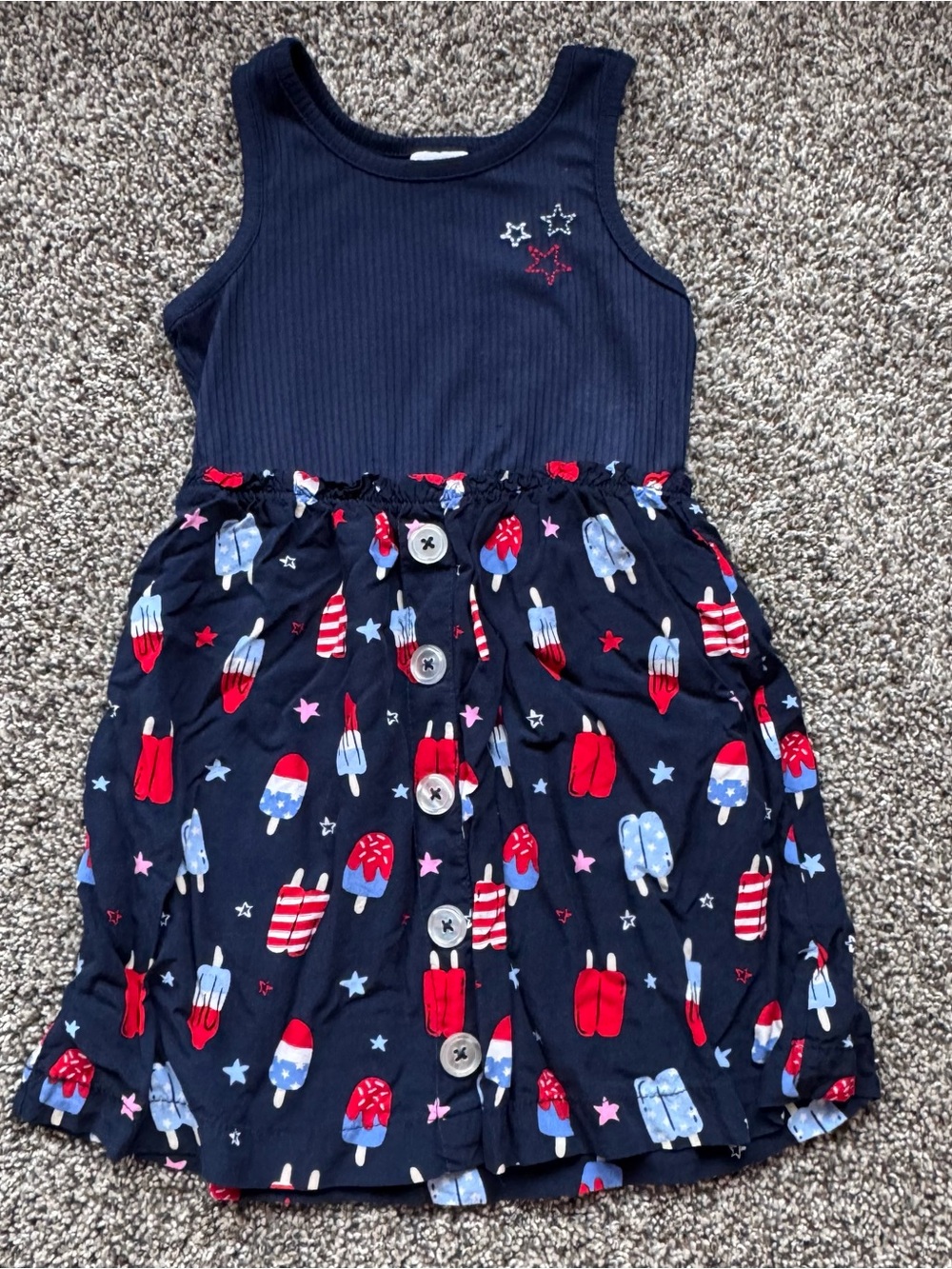 Girls' Navy Star & Popsicle Sleeveless Casual Dress